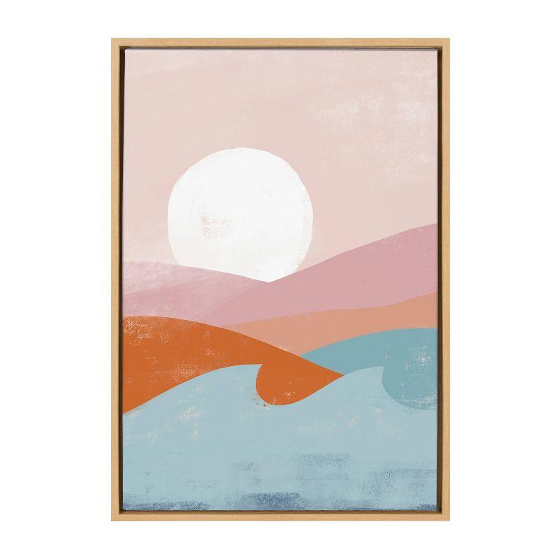 Endless Summer Sunset Abstract Canvas Print with Natural Frame