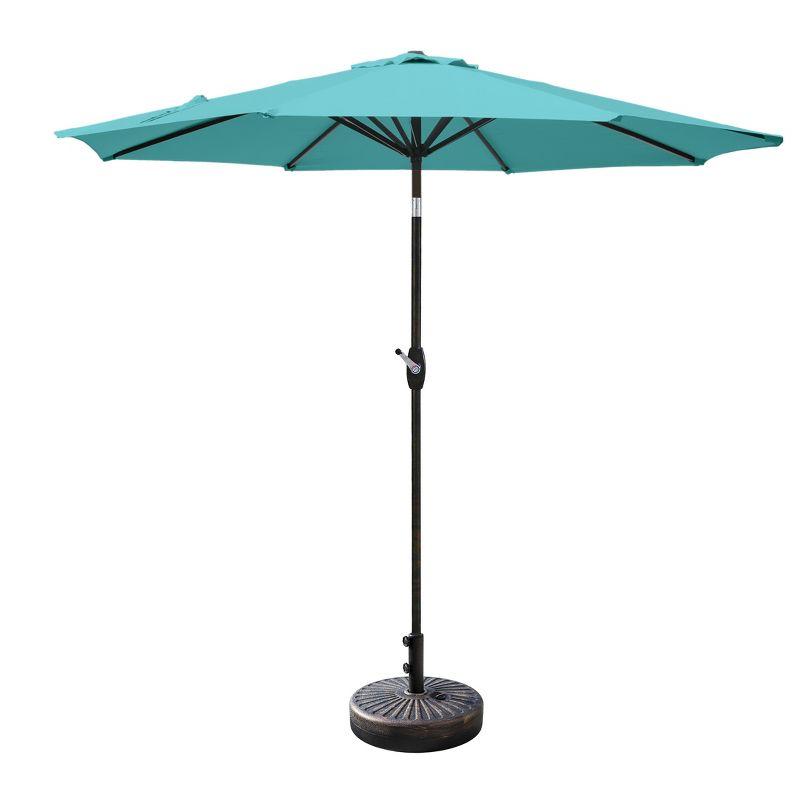 WestinTrends 9 Ft Outdoor Patio Market Table Umbrella with Bronze Round Base, Turquoise