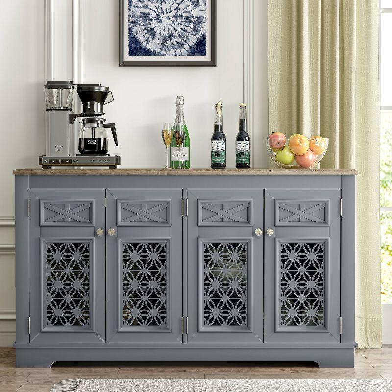 Festivo 57" Vintage Storage Accent Buffet Sideboard Cabinet Gray