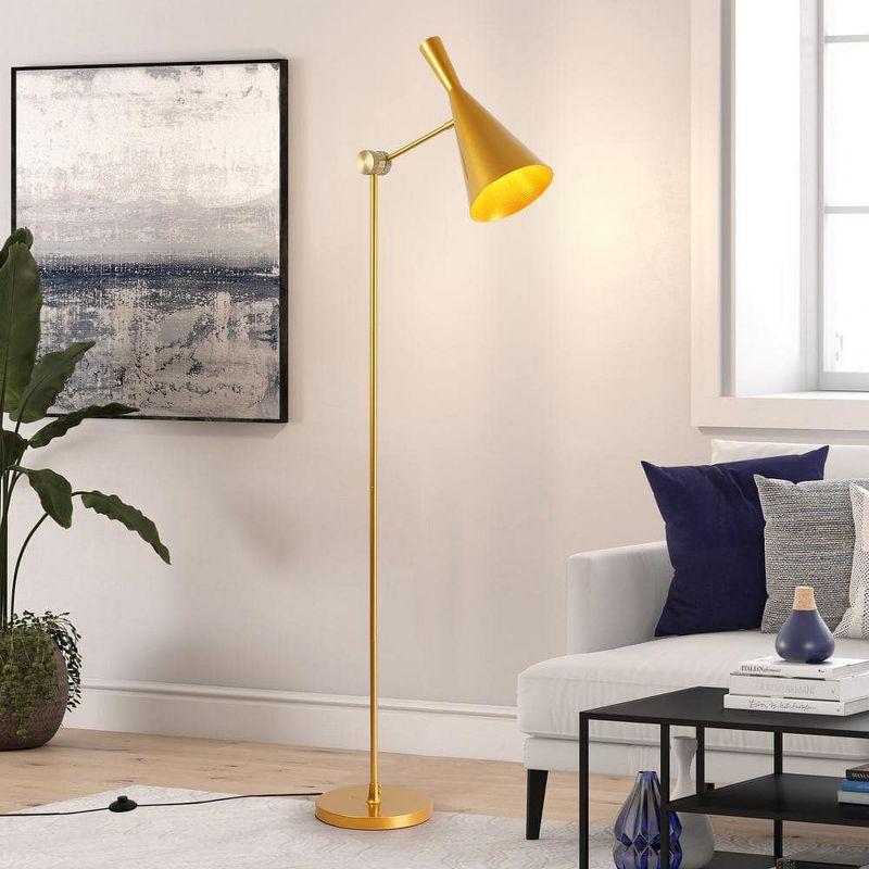 55.1 in. Gold 1-Light Swing Arm Floor Lamp