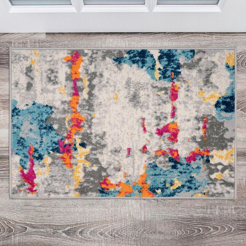 Abstract Charm 5' x 7' Multicolor Easy-Care Synthetic Area Rug