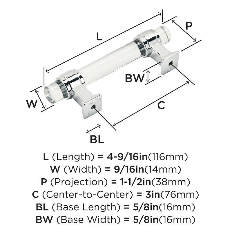 Amerock Glacio 3 inch (76mm) Center-to-Center Clear/Polished Chrome Cabinet Pull