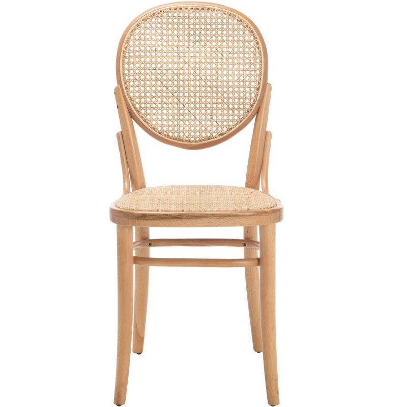 Elegant Transitional Natural Cane and Wood Side Chair