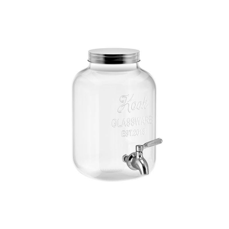 Kook Glass Beverage Dispenser, 1 Gallon, Silver
