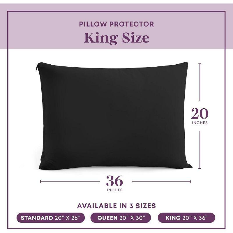 100% Cotton Zippered Pillow Protector (2 pck) King - Black
