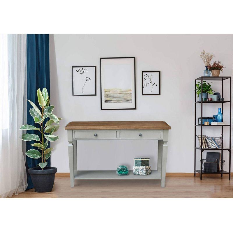 Vista Hickory Stone Finish Solid Wood Console Table with Storage