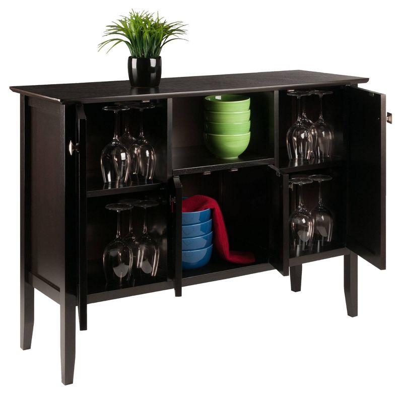 Melba Buffet Cabinet/Sideboard Coffee - Winsome: Transitional Style, Lacquered Wood Composite, Fixed Shelf