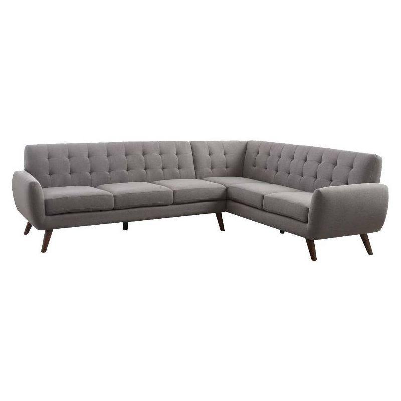 108" Essick Sectional Sofa Light Gray Linen - Acme Furniture: Contemporary L-Shaped, Tufted Back, Includes Pillow