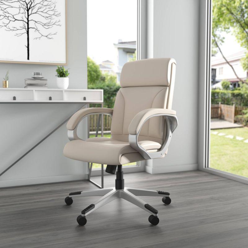 Modern Mid Back Executive Chair Ivory - Boss Office Products: Pneumatic, Swivel, Ergonomic Design