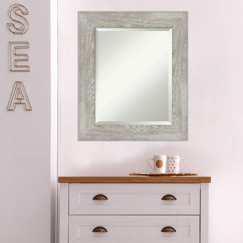22" x 26" Dove Graywash Framed Bathroom Vanity Wall Mirror - Amanti Art: Modern, Beveled, Wood Frame