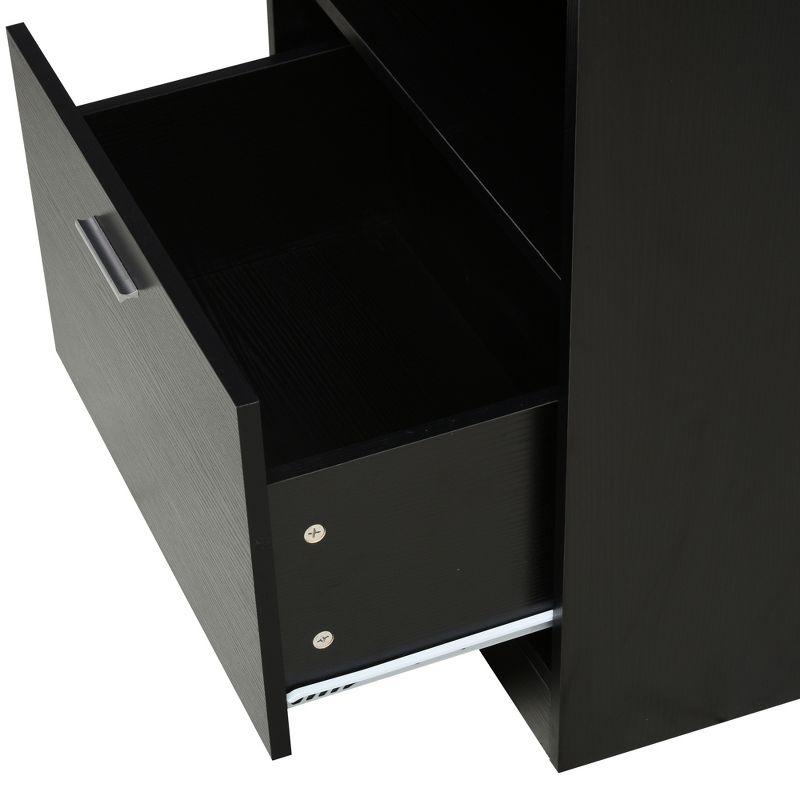 HomCom 2 Piece Corner Computer Desk Workstation with Printer Stand Storage Cabinet