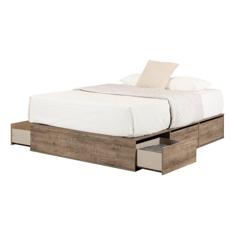 Weathered Oak Queen 6-Drawer Platform Bed with Storage