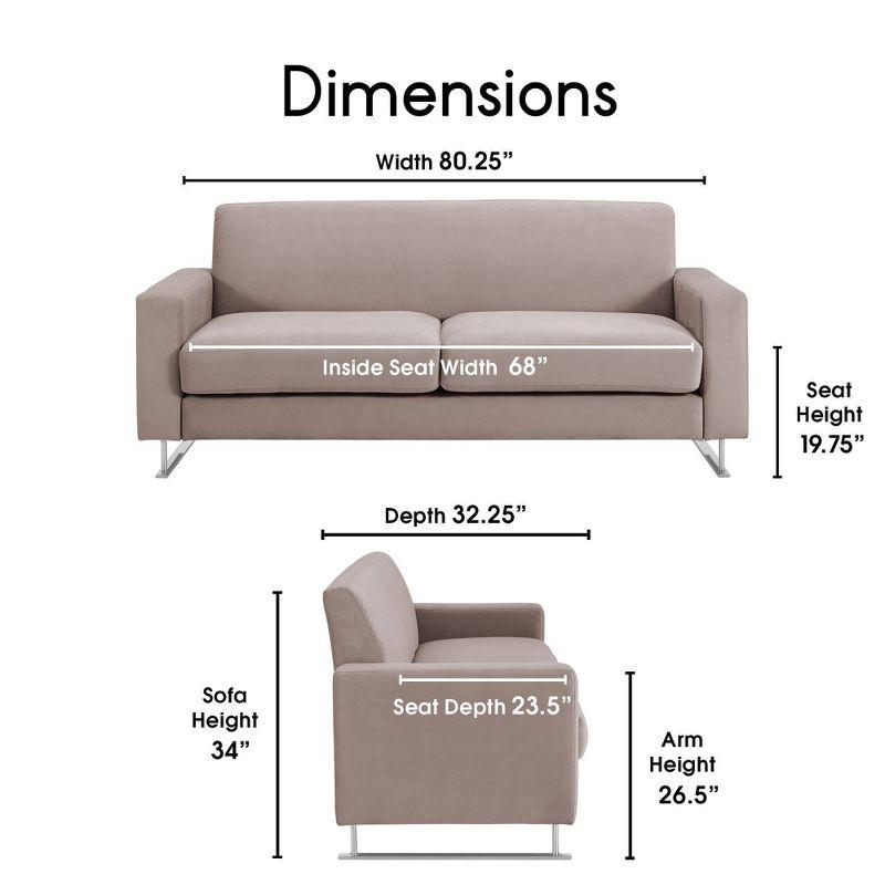 Elle Decor Baylie Mid-Century Modern Sofa with Chrome Sleigh Legs