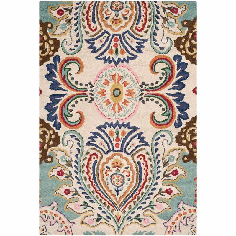 Bella BEL118 Hand Tufted Area Rug - Ivory/Teal - 5'x8' - Safavieh.