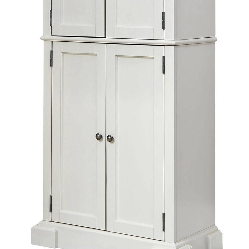 Home Styles Americana Kitchen Pantry Off-White: Traditional Hardwood Storage, 4 Adjustable Shelves
