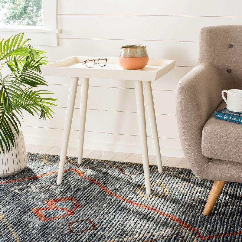 Vintage Finnish Inspired Distressed White Pine Tray Accent Table