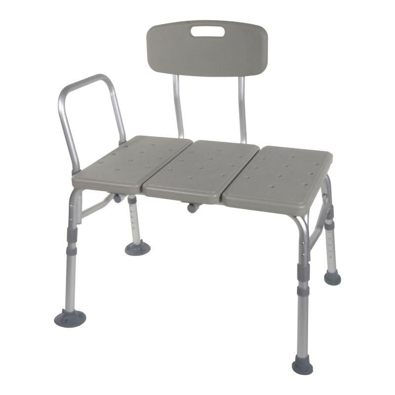 Gray Adjustable Plastic Bath Transfer Bench with Backrest