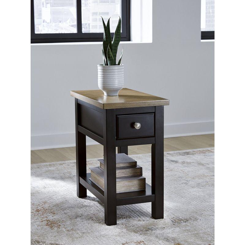 Signature Design by Ashley Drazmine 1 Drawer Chairside End Table with USB Charging, Brown