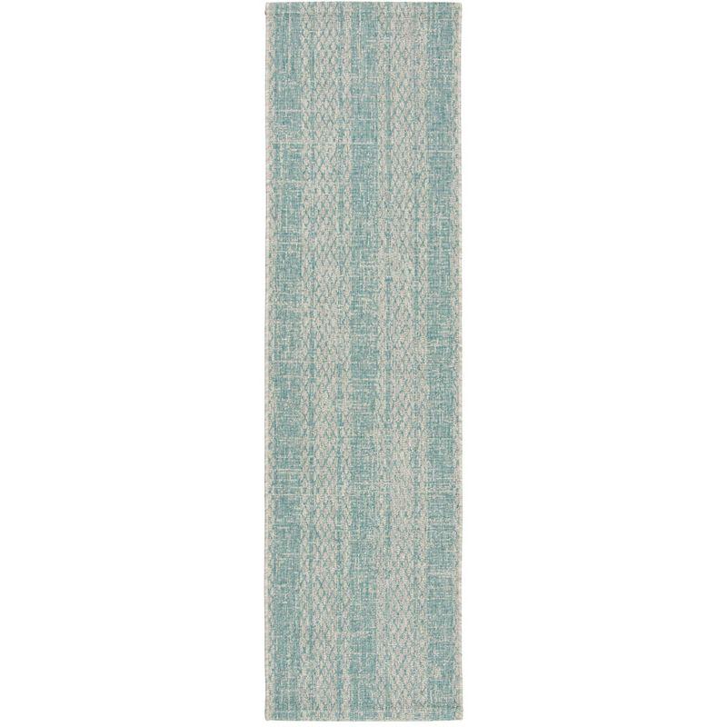 Courtyard CY8736 Power Loomed Indoor and Outdoor Runner Rug - Light Grey/Aqua - 2'3"x10' - Safavieh