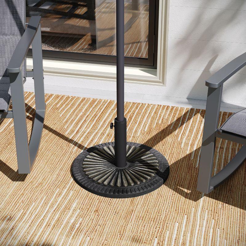 Flash Furniture Kona Universal Bronze Cement Patio Umbrella Base with Sunburst Patterned Weatherproof Plastic Polymer Coating - 19.25" Diameter