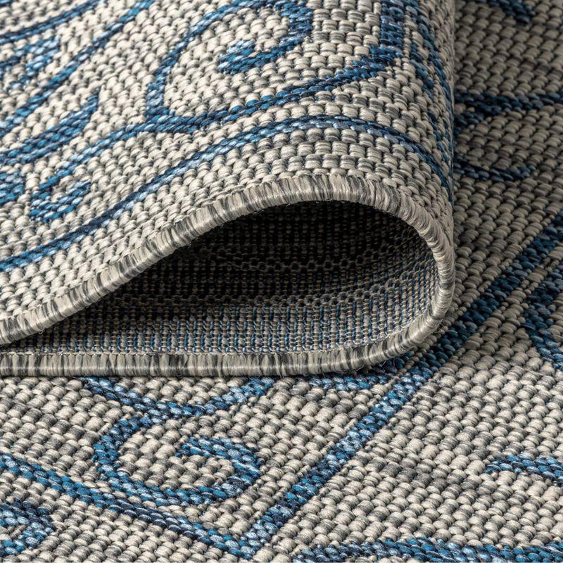 9' X 12' Charleston Vintage Filigree Textured Weave Indoor/Outdoor Area Rug, Gray/Navy - JONATHAN Y