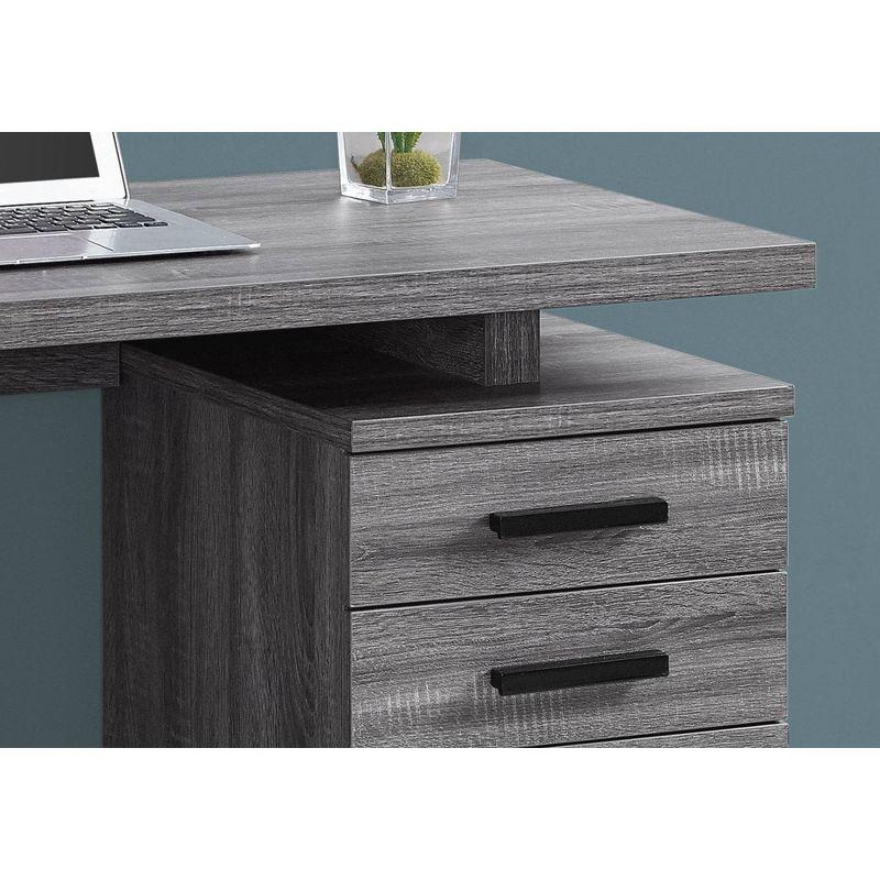 Modern Gray and Black Home Office Desk with 3 Storage Drawers