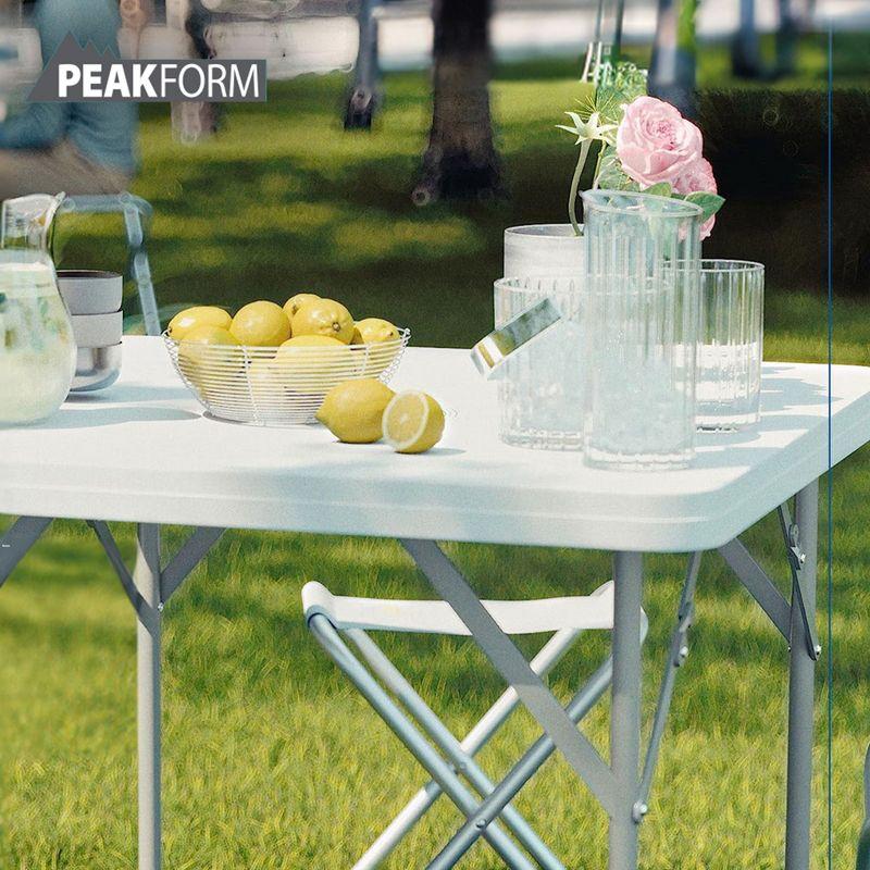 Peakform Multipurpose Banquet Squared Table Lightweight Folding Durable Desk with Secure Base for Indoor and Outdoor Events, 34 Inch, White