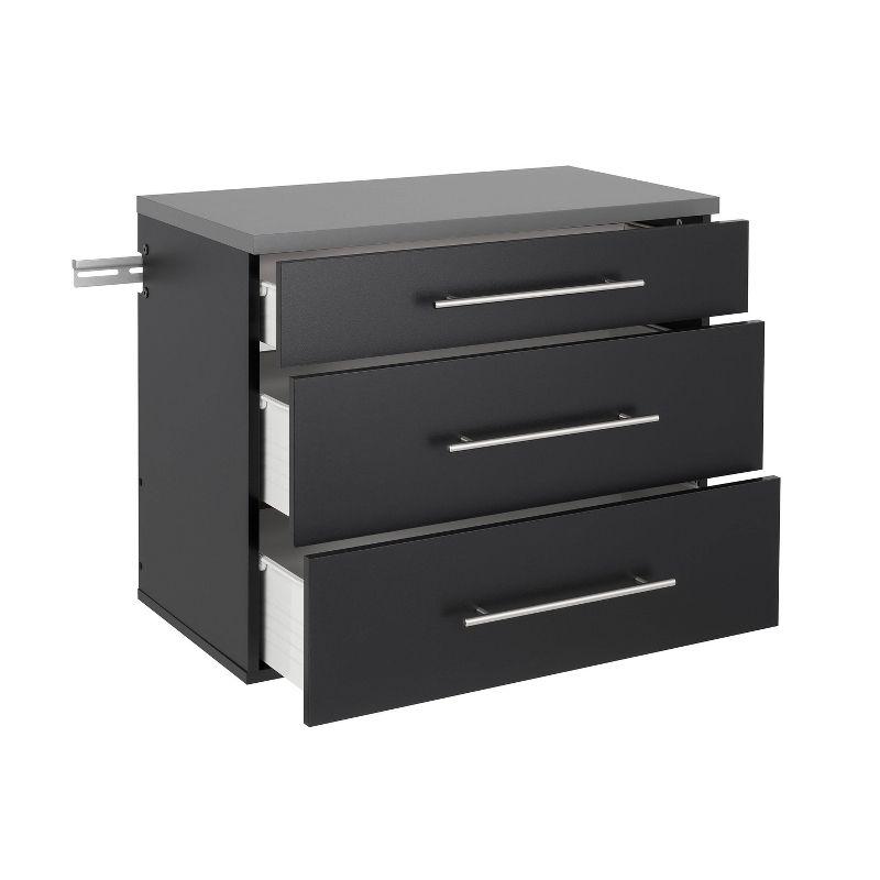 Versatile Wall-Mounted Black Laminated Composite Wood 3-Drawer Cabinet