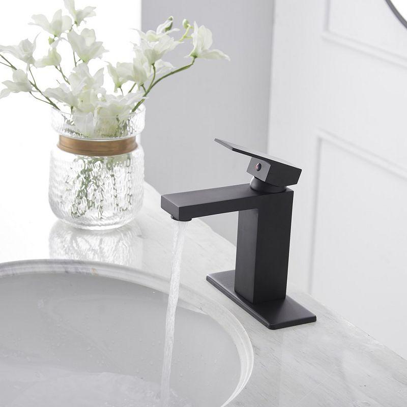 BWE Single Hole Single-Handle Low-Arc Bathroom Faucet With Pop-up Drain Assembly in Matte Black