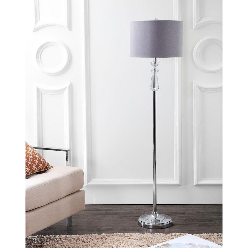 Layla Polished Chrome 59.5" Crystal Floor Lamp with Gray Drum Shade