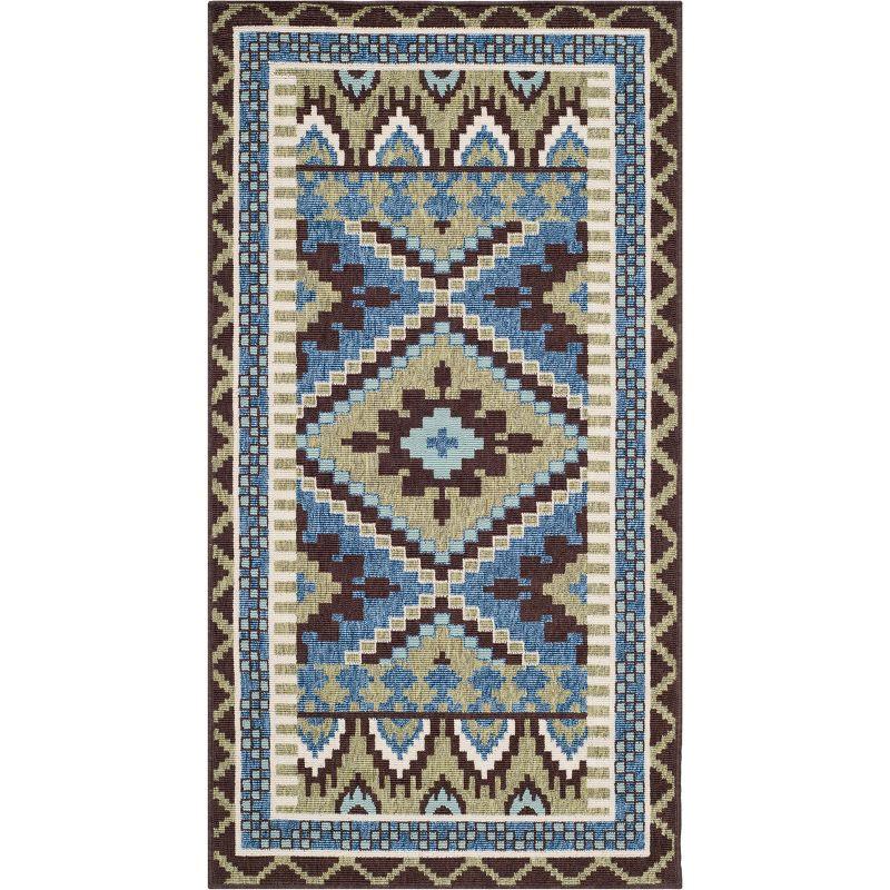 Veranda VER096 Power Loomed Indoor/Outdoor Accent Rug - Green/Chocolate - 2'7"x5' - Safavieh.