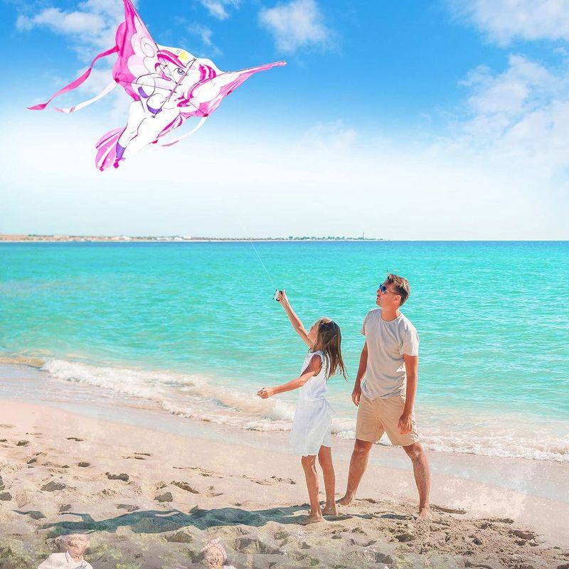 SYNCFUN 43.3'' Giant Unicorn Kite Easy to Fly Huge Kites for Kids and Adults with 262.5 ft Kite String, Large Beach Kite for Outdoor Games