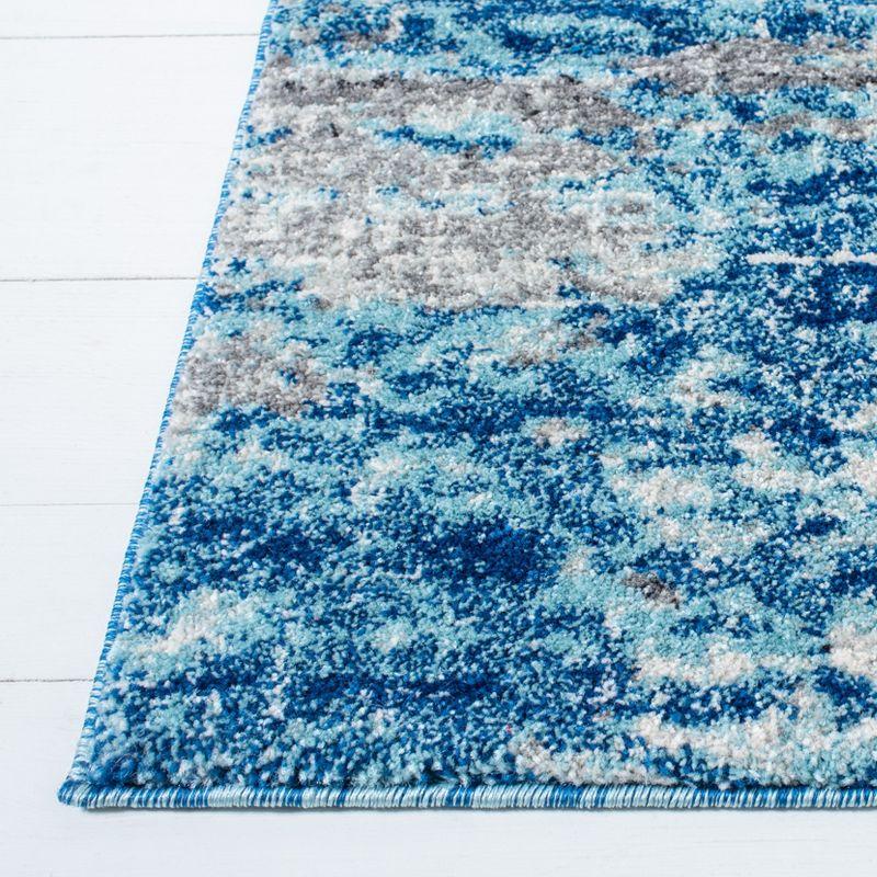 Light Blue and Grey Abstract Synthetic Area Rug