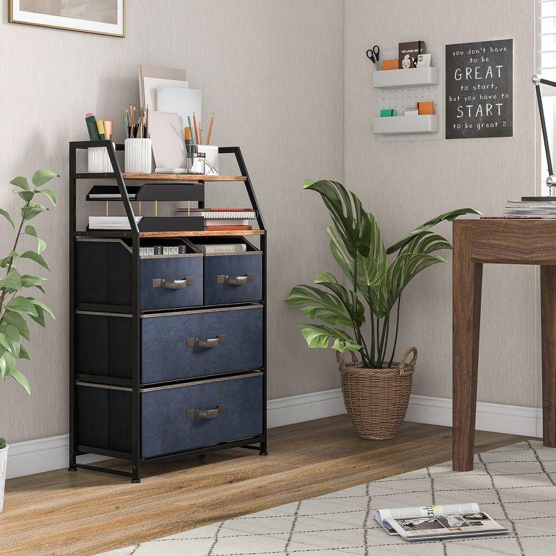 Costway 4-Drawer Dresser Organizer Closet Storage Cabinet with  Shelves & Foldable Drawers