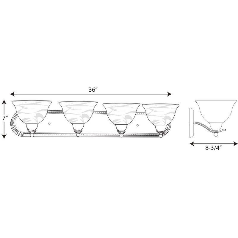 Avalon Brushed Nickel 4-Light Bath Vanity with Alabaster Glass Shades