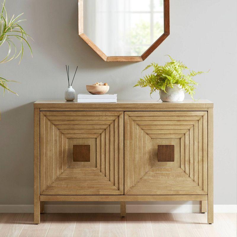 Madison Park Devin 2 Door Accent Cabinet with Adjustable Shelves Natural: Contemporary Style, Wood Frame, Storage Organizer