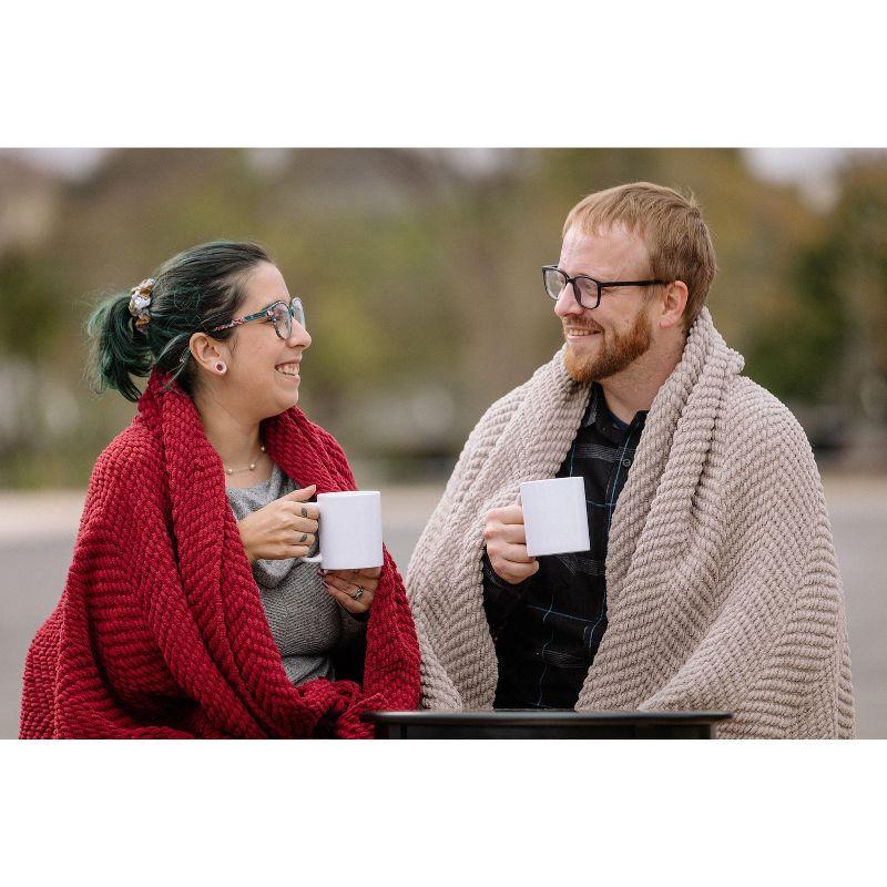 Chanasya Textured Knit Throw Blanket with Tassels - 50" x 65” - Taupe