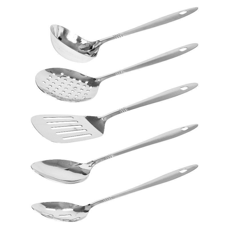 Lexi Home 5-Piece Stainless Steel Classic 14" Kitchen Utensil Set