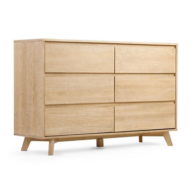 Max & Lily Solid Wood Scandinavian 6 Drawer Dresser, Blonde