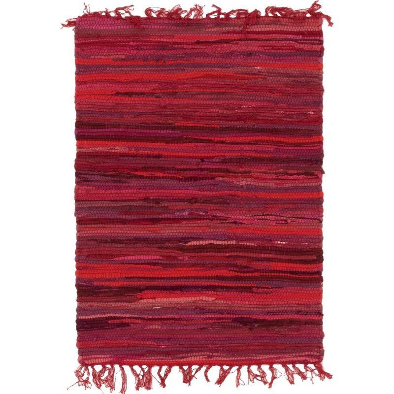 Presley Striped Hand-Knotted Cotton Red Area Rug