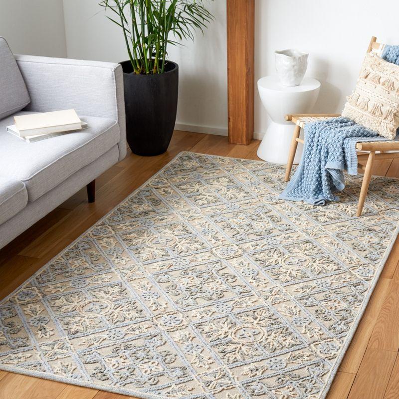 Elegant Hand-Tufted Wool Square Rug in Beige - 6'x6'