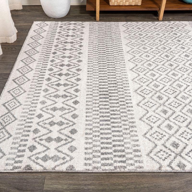 5'x8' Ifrane Berber Geometric Stripe Area Rug, Cream/Gray - JONATHAN Y