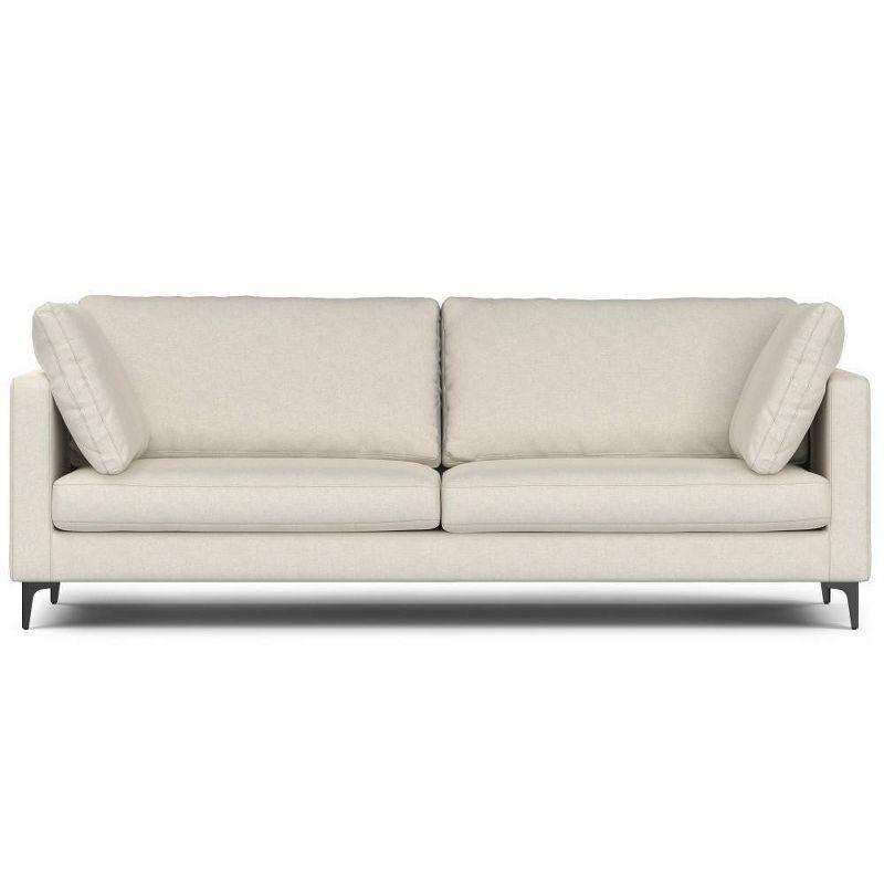 Lana 90'' Cream Mid-Century Modern Sofa with Metal Legs