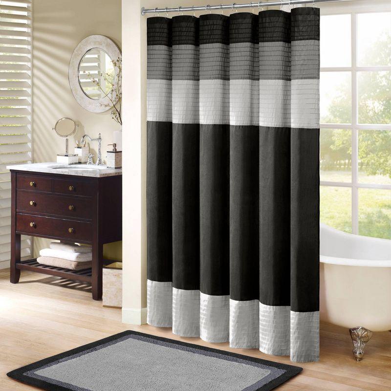 Amherst Striped Faux Silk Shower Curtain