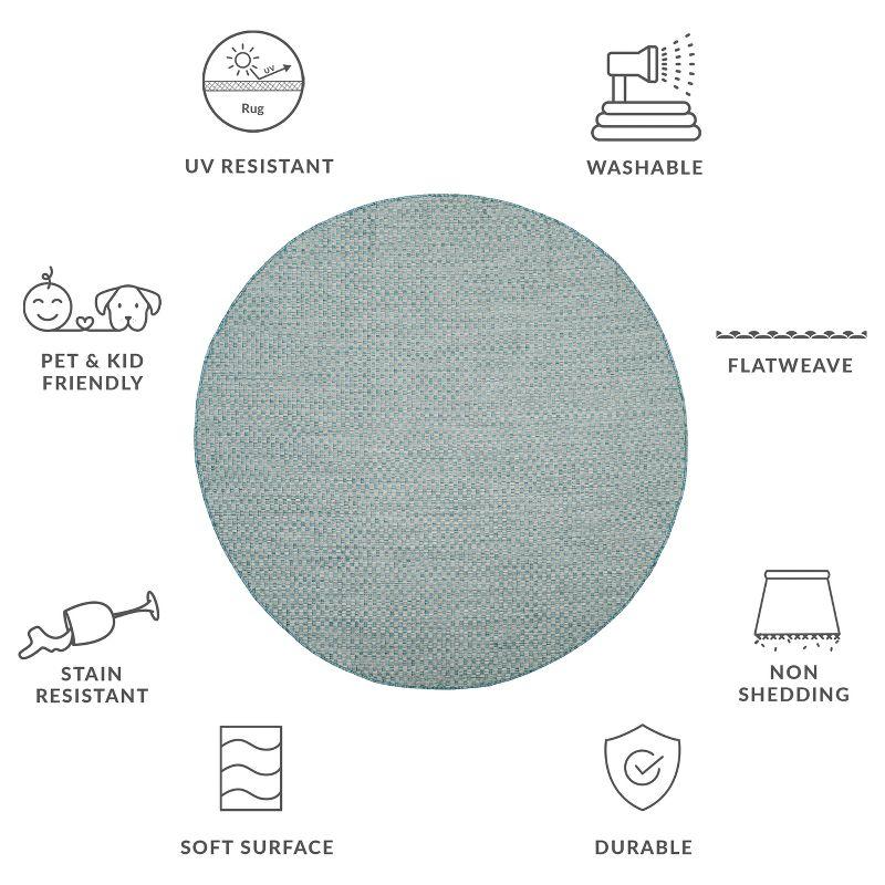 Courtyard CY8653 UV & Stain Resistant Non-Shedding Power Loomed Indoor/Outdoor Area Rug - Light Blue/Light Grey - 5'3" Round - Safavieh