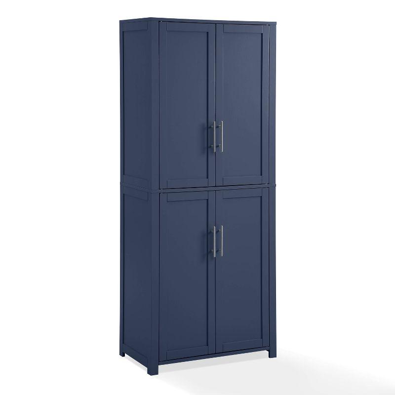 Navy Shaker-Style Tall Kitchen Storage Pantry with Adjustable Shelves