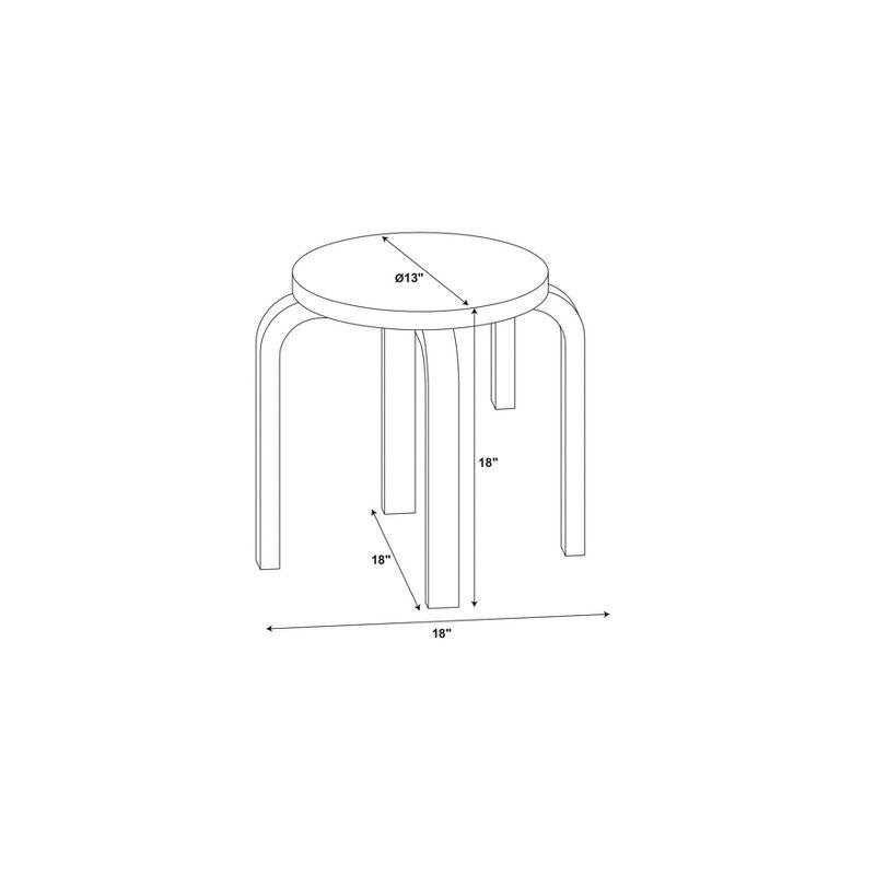 Set of 4 Bentwood Stacking Stools Light Brown - Linon: Rubberwood Frame, No Assembly, Traditional Style
