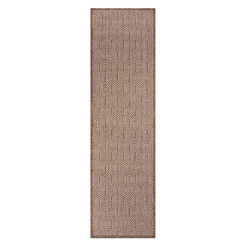 World Rug Gallery Modern Geometric Textured Flat Weave Indoor/Outdoor Area Rug - BROWN 2'x7'
