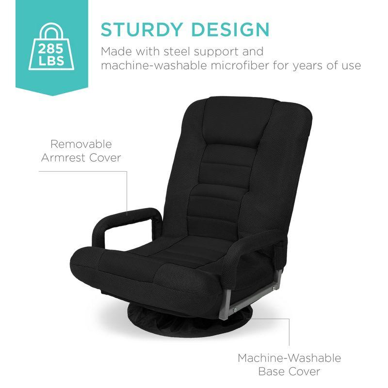 Best Choice Products 360-Degree Swivel Gaming Floor Chair w/ Armrest Handles, Foldable Adjustable Back