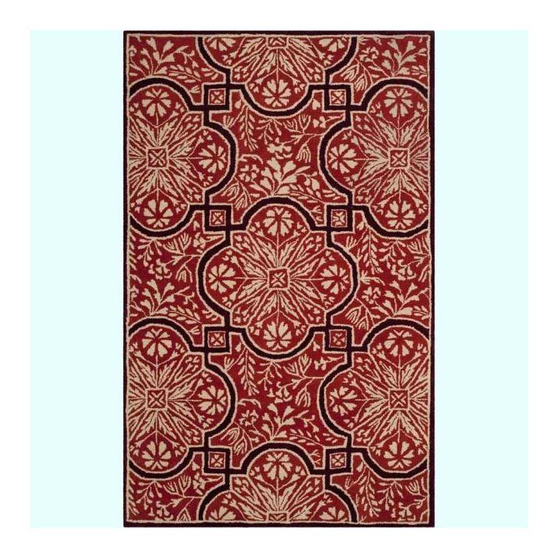 French Martha Stewart Hand Tufted Wool Floral Rug